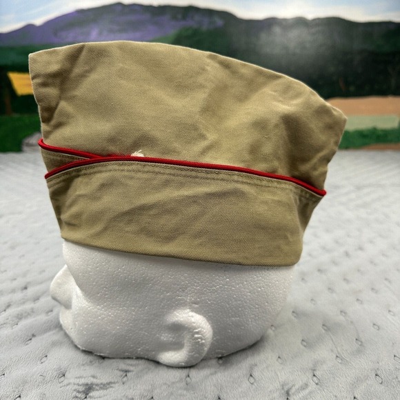 VINTAGE Garrison US Army Khaki Envelope Cap Size 7 M-1950 Dated 1950 Military - Picture 3 of 8